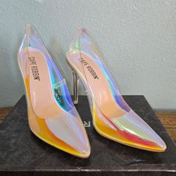 ✨️ Iridescent ✨️ Glass Doll Clear Stiletto High Heels 🤍