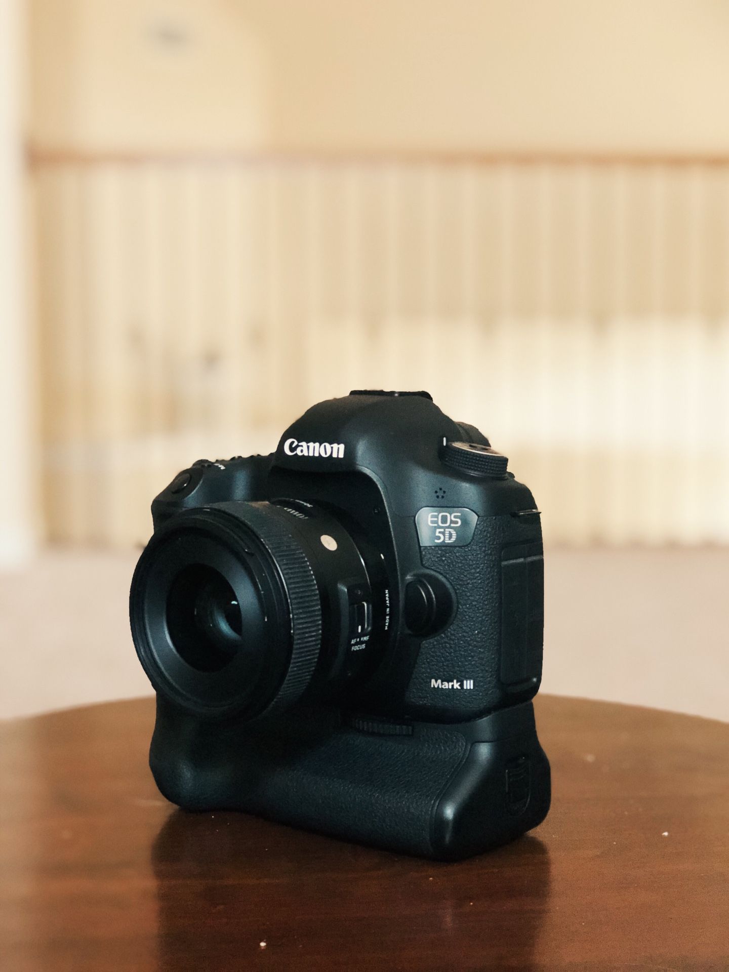 Canon 5D Mark iii with Battery Grip and Sigma 30mm ART Lens