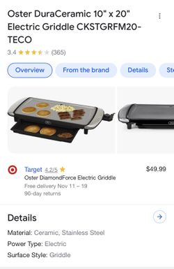 Oster Electric Griddle with Warming Tray