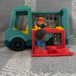 Fisher-Price Little People Serve It Up Food Truck Musical Toddler Toy Vehicle with 2 Figures