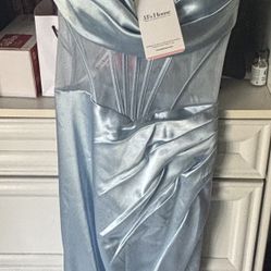 Sky Blue Satin Mermaid Corset Dress – Brand New, Size 10