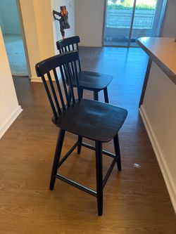 Black Wood Counter Height Bar Stools Set of 2