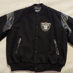 Vintage 1990's Oakland Raiders Chalkline Wool Jacket, Size Large