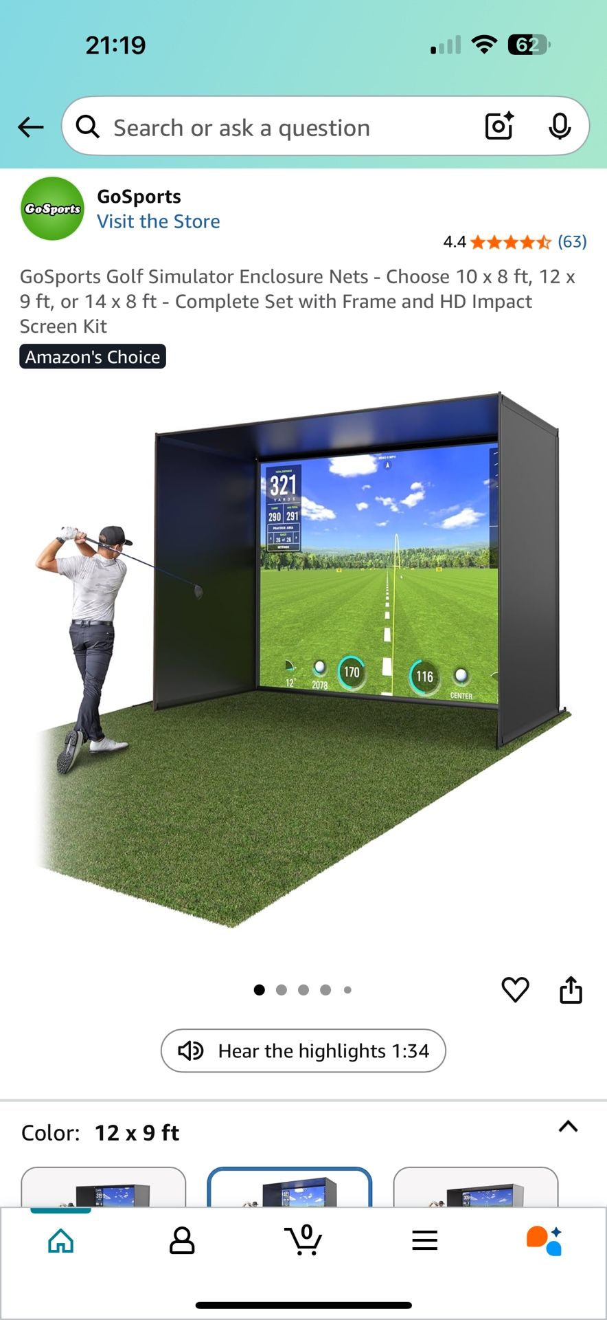GoSports 12x9 Golf Simulator Enclosure Net