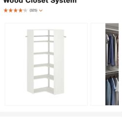30 in. W White Corner Wood Closet System