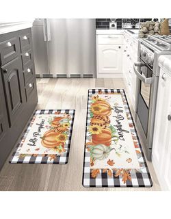 Pauwer Kitchen Rugs Set of 2 Cushioned Kitchen Mat Anti Fatigue Kitchen  Mats for Floor Farmhouse Kitchen Runner Rugs and Mats Non Skid Washable