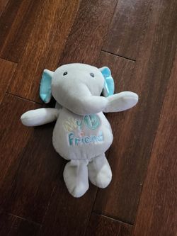 Gray Elephant plush baby rattle