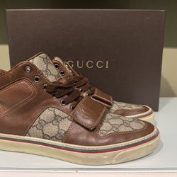 Gucci  Auth  US 8 UK 41  Brown Leather  Sneakers Shoes