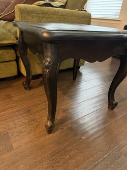 Vintage Ornate Carved Side Table – Black
