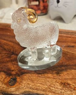 Crystal Ram Figurine with Gold Horns