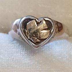 James Avery Sterling Silver 14kt Gold Dove Heart Ring Retired Vintage Women's 7