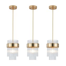 Gold Crystal Pendant Light - 3 Pack