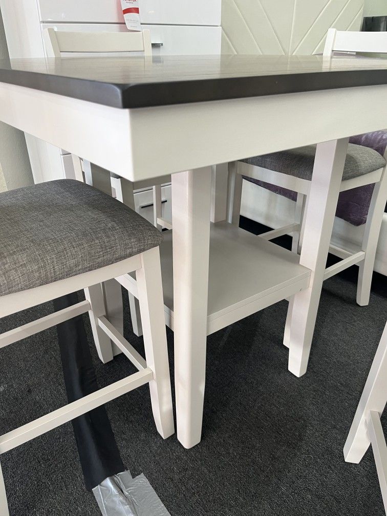 5pcs White/Gray Dining Set