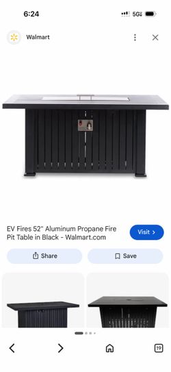 EV Fires 52" Aluminum Propane Fire Pit Table in Black