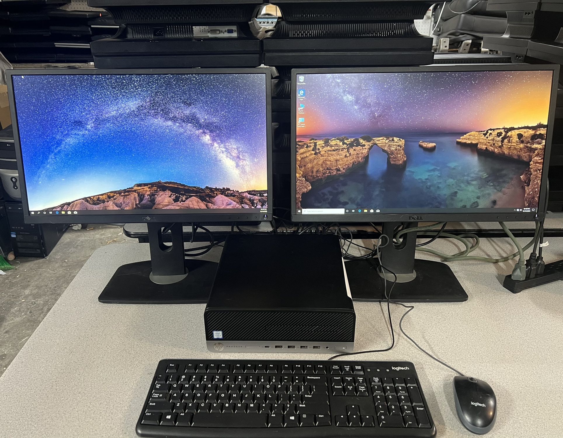 HP Prodesk Core i5 - 16 gb ddr4 - 1 terabyte strorage - 2 x 22” led hdmi dell monitors