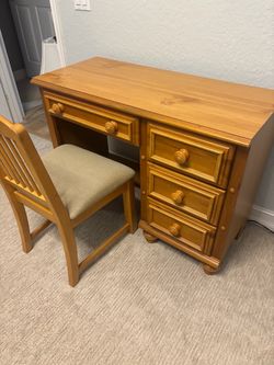 Children's wood desk and chair