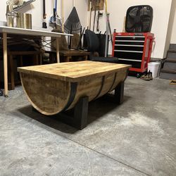 Half Whiskey Barrel coffee table