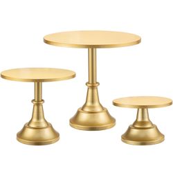 life 3-PCS Gold Cake Stand Set (8"/10"/12" Plate) for 6-10 Inch Cakes, Perfect Dessert Table Display Set, Cupcake&Cake Stands for Party, Wedding, Birt