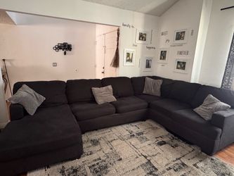 Large Dark Gray U-Shaped Sectional Sofa
