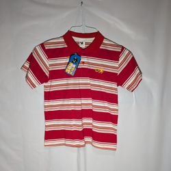 Red/White/Orange Striped Short Sleeve Polo Shirt in a Kids size 18