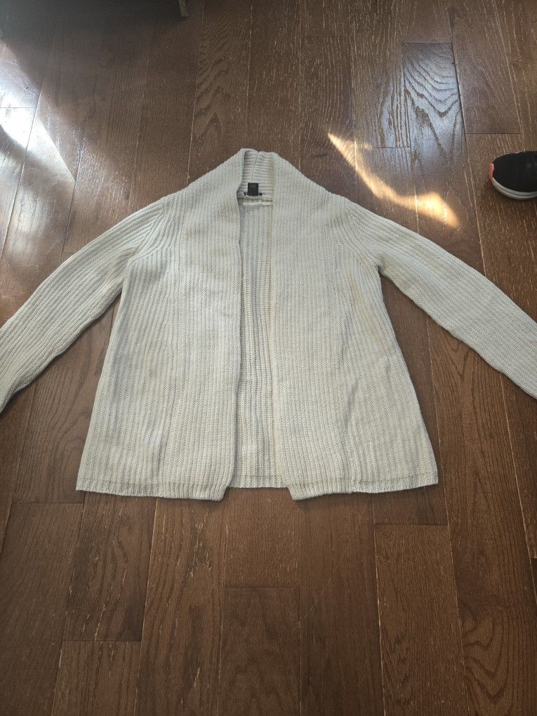 Ann Taylor Off White Shawl Collar Cardigan Sweater, L