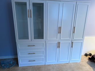 Large White Wardrobe Armoire with Drawers