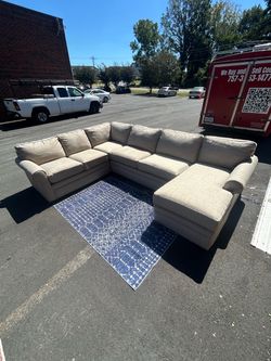 Beige Fabric Sectional Sofa