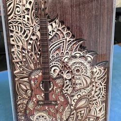 Custom Guitar Laser Cut Hand Made  12" x 20"