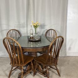 Solid Wood Compact Kitchen Dining Table & 4 Chairs