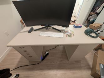 White Executive Desk with Drawers