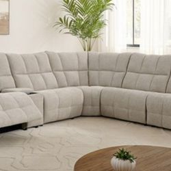 Brand New Brige Super Plush Chenille Power Reclining Sectional Sofa 