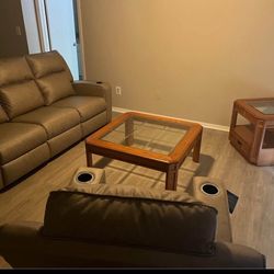 Tan Couch/recliner Set.
