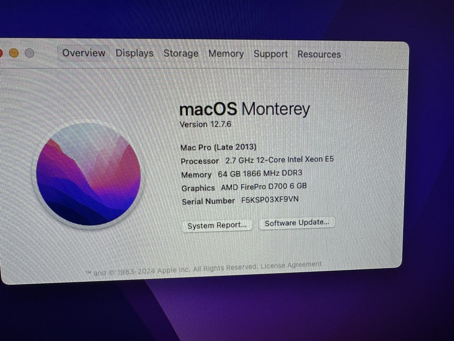 Apple Mac Pro 2013 12 Core 64GB Ram 1Tb D700 Computers & Accessories