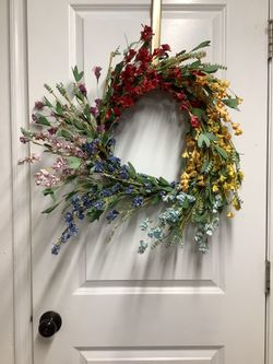 Silk flowers multi color wreath