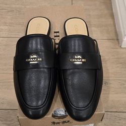 Brand New Coach Black Samie Leather Slide on Mule Shoes Size 7.