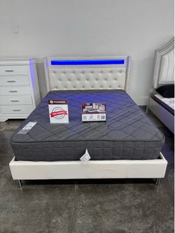 New Queen bed frame with mattress