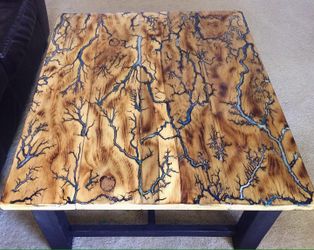 Custom Modern rustic coffee table with fractal burns