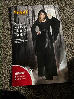 Spirit Black Velvet Hooded Robe Costume