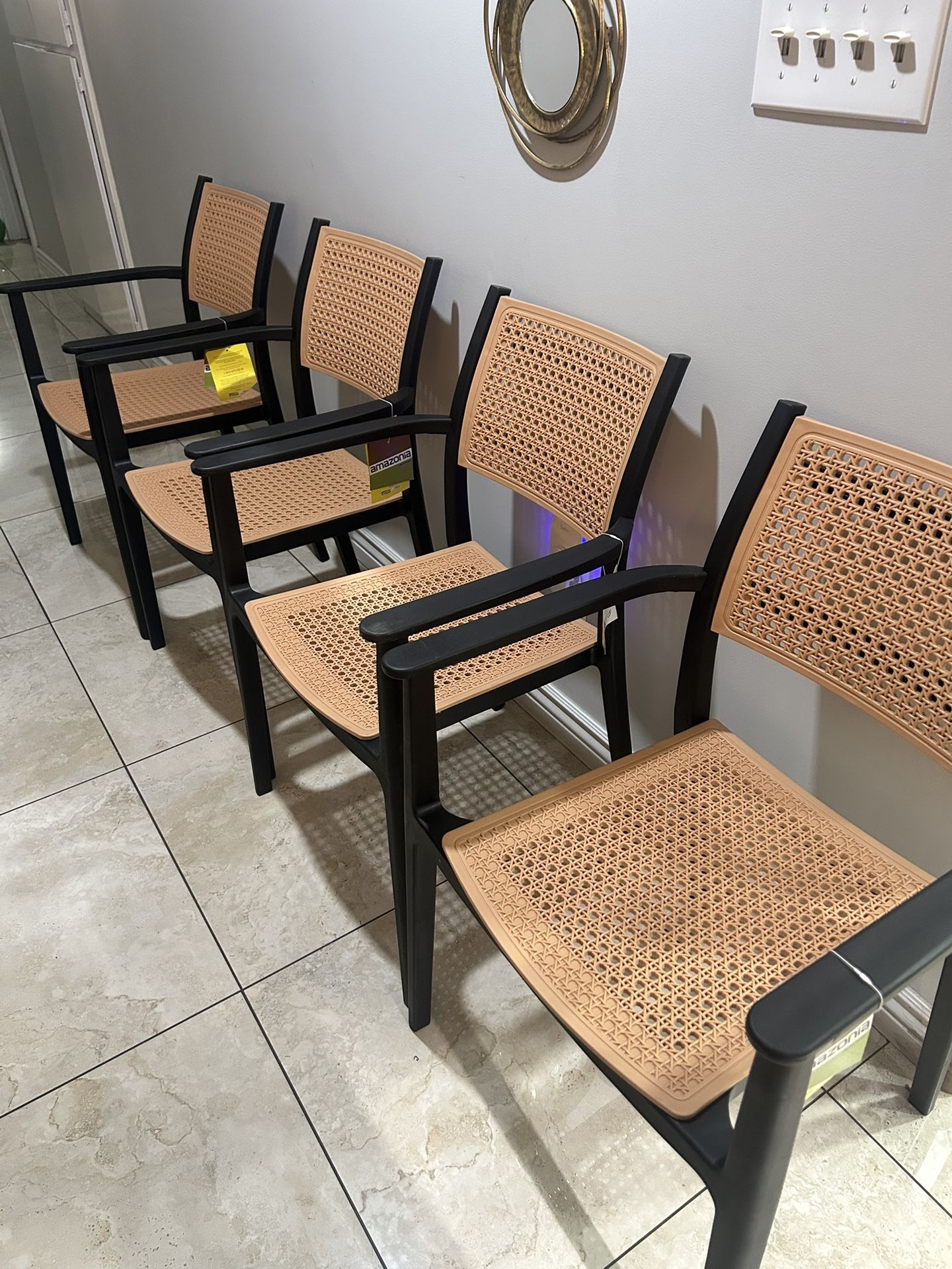 Amazonia Cajaiba 4-Piece Cane and Resin Patio Dining Chair Set