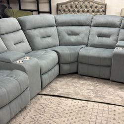 New 116x116 Fabric Recliner Sectional Couch / Free Delivery 