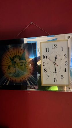 wooden angel clock