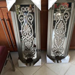 Set Of Two Wall Mirror Candle Holder