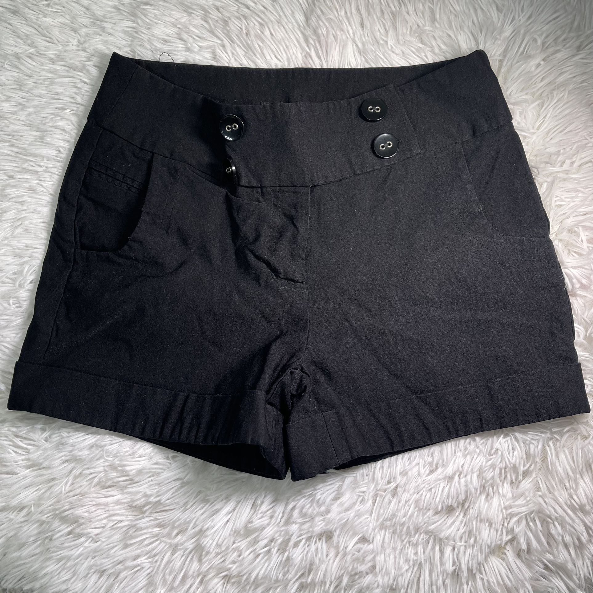 Black Grass Collection Womens Button-Front Shorts Size M Cotton & Nylon Blend