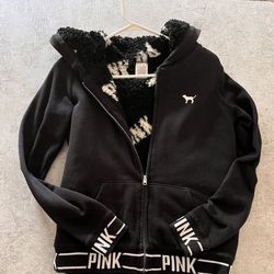 PINK Jacket With Black And White Lining