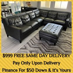 sectional sectionals gray grey leather couch couches