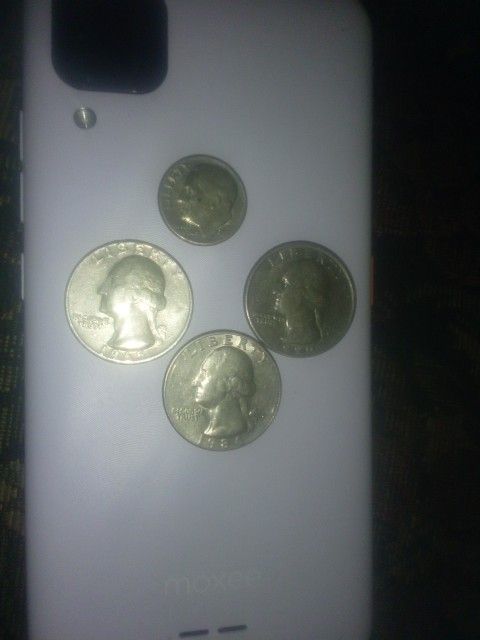 1990 D Error Quarter And 1984 D Error Quarter 1965 No Mint Mark Quarter 1983 D Error Dime