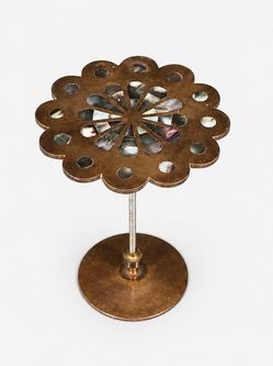 Jonathan Adler "Kismet" Brass & Abalone Shell Side Table - Delivery Available