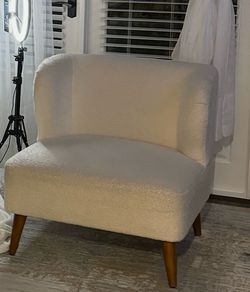 White Boucle Accent Chair