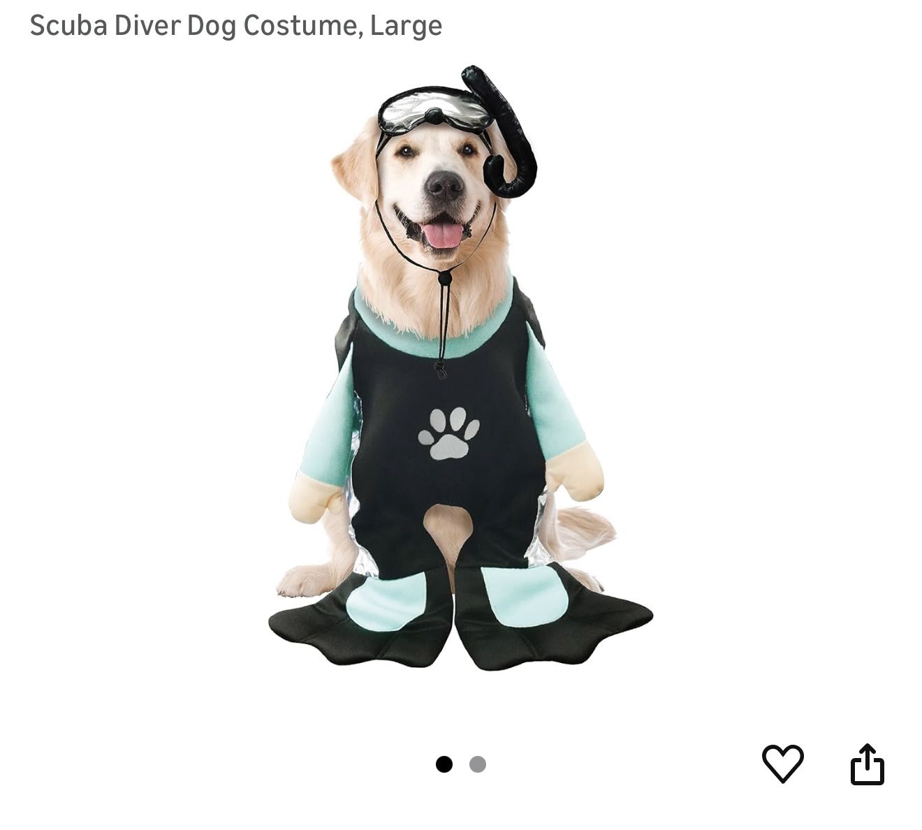 Scuba Diver Dog Costume in Large (black/royal blue)