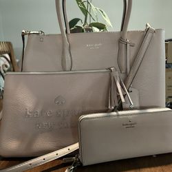 Kate Spade Baby Pink Tote, Pouch & Wallet 